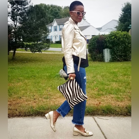 Gucci Marmont GG Logo Golden Fringe Block Mid Heel Kiltie Loafers Pumps - Picture 15 of 15